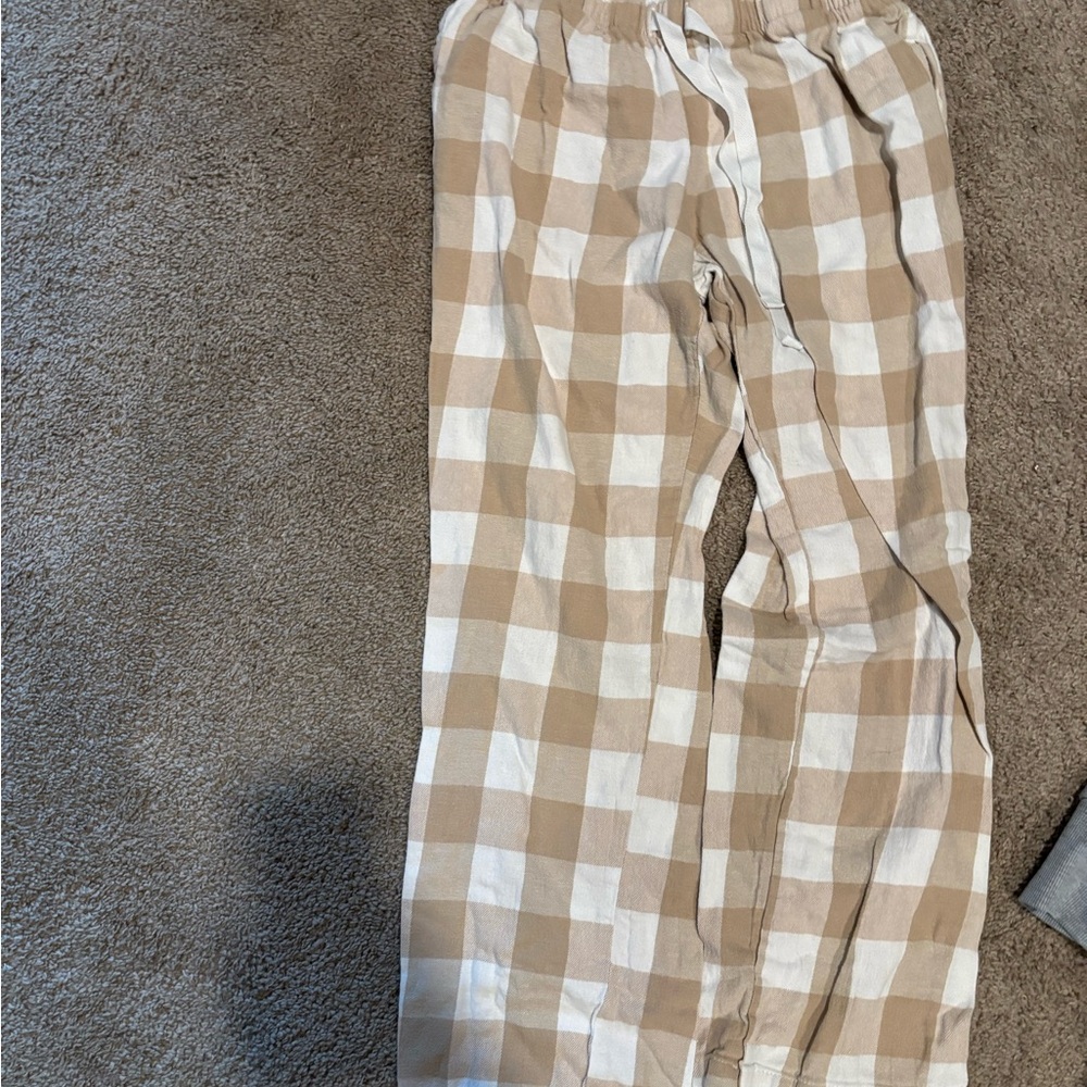 Tan and White Checkered Pants